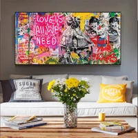 graffiti street art love canvas paintings on the wall modern cute posters and prints kids bedroom pictures home decoration
