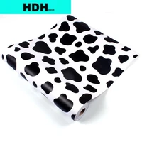 hdhome black and white self adhesive wallpaper roll cow pattern peel and stick vinyl wall paper removable waterproof shelf liner