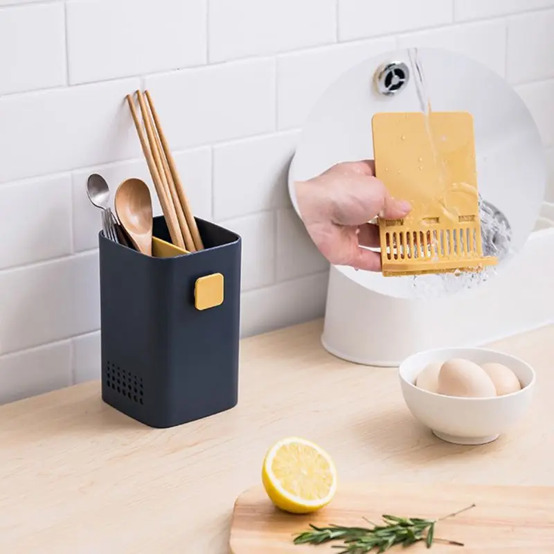 

Wall Mounted Cutlery Drainer Storage Organizer Kitchen Spoon Chopsticks Holder 203F