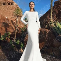 herburnl temperament simple wedding dress round neck hollow backless long sleeve fish tail slim mopping dress bride dress new