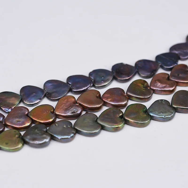 

ICNWAY 15 дюймов натуральный пресноводный жемчуг черный кофе 15 мм АА сердце бусины для серебра 925 ювелирных изделий ожерелье браслет