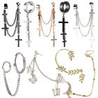 Серьги-Клипсы из нержавеющей стали для пирсинга женщин и девушек, серьги-клипсы с крестом-бабочкой для ушей с двойным Проколом, Ювелирное Украшение