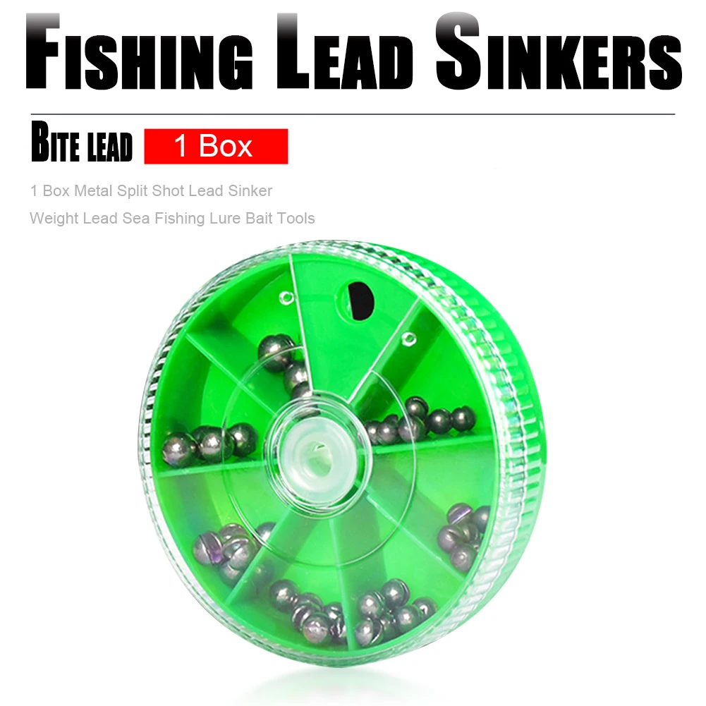 Open Bite Weight Sinker Plumbum Fishing Clip Biting Round Plumb Box Tackles