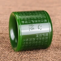 natural green jade ring heart sutra jadeite buddhist amulet fashion charm jewelry hand carving craft gifts luxury for men women