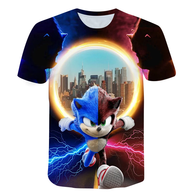 

2021 Summer Boys Cartoon Children Sonic t shirts 3D Printed Girls Fashion Streetwear Kids Clothes Baby Funny Tshirt O-Neck