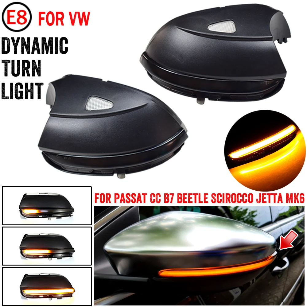 

2pcs Car LED Dynamic Turn Signal Light Rearview Side Mirror Light Indicator Blinker For VW Passat B7 CC Scirocco Jetta MK6 EOS