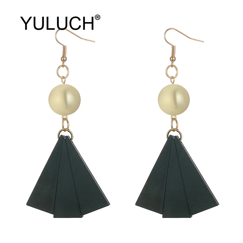 YULUCH Pop круглые серьги-подвески из золотого металлического сплава цинка с черным