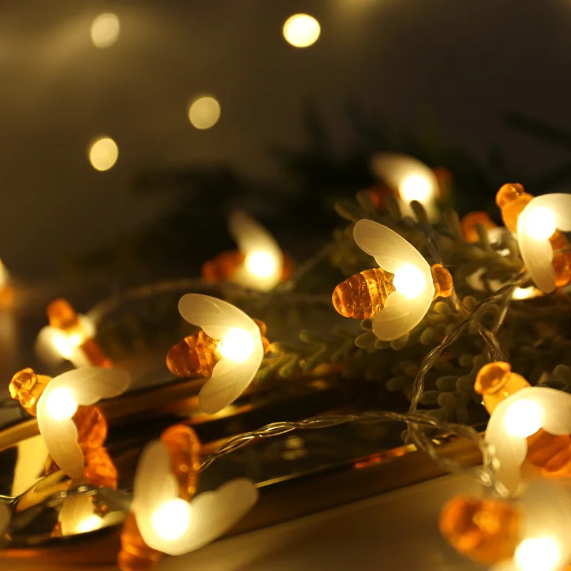 Bee LED String Light Christmas Decor Lights Waterproof USB Remote Control Fairy Lamp Xmas Wedding Party Garden Night Decoration | Дом и сад