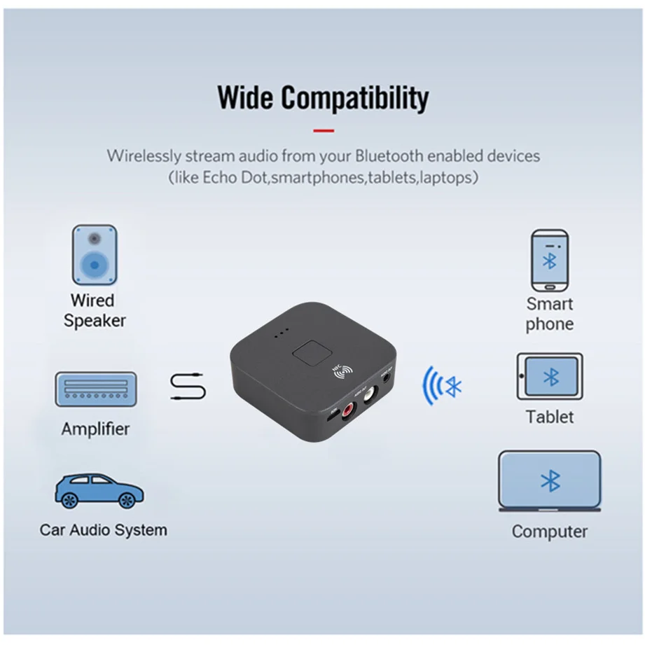 Bluetooth 5.0 audio receiver mobile phone NFC desktop 3.5mm RCA HIFI car earphone wireless adapter for speaker | Электроника