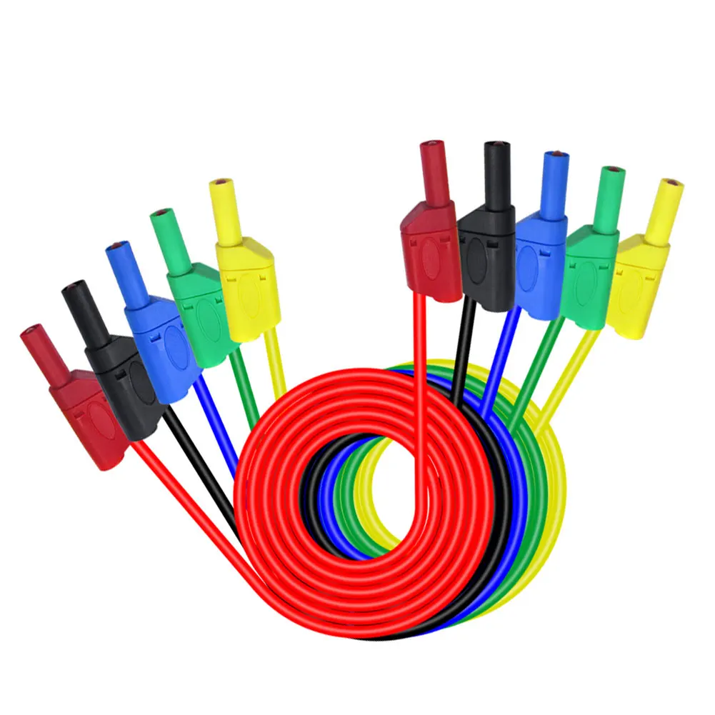 

2021 5PCS P1050 Dual Safe Stackable 4mm Banana Plug Soft Test Lead Cable Double-ended for Digital Multimeter 1M Test Leads Cable