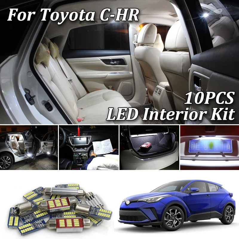 10 шт. белые светодиодные с CANBUS салона комплект ламп для Toyota CHR C-HR led Интерьер лампа для чтения