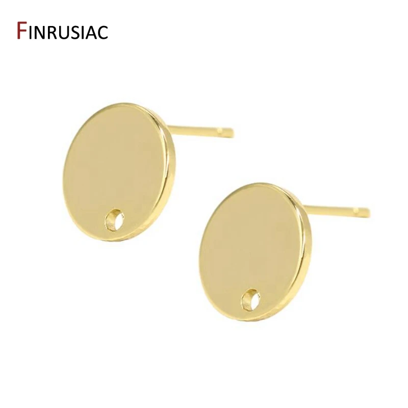 14k gold plated round stud earring findings accessories for diy make earrings jewellery wholesale oorbellen maken | Украшения и