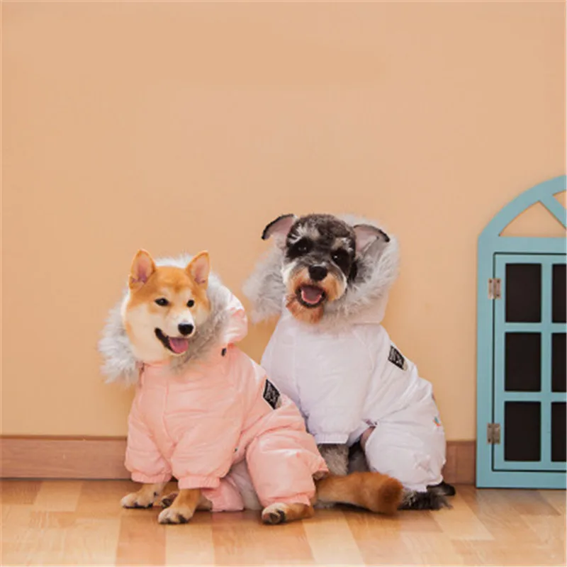 Зимняя теплая одежда для больших собак комбинезон с капюшоном пуховик пальто