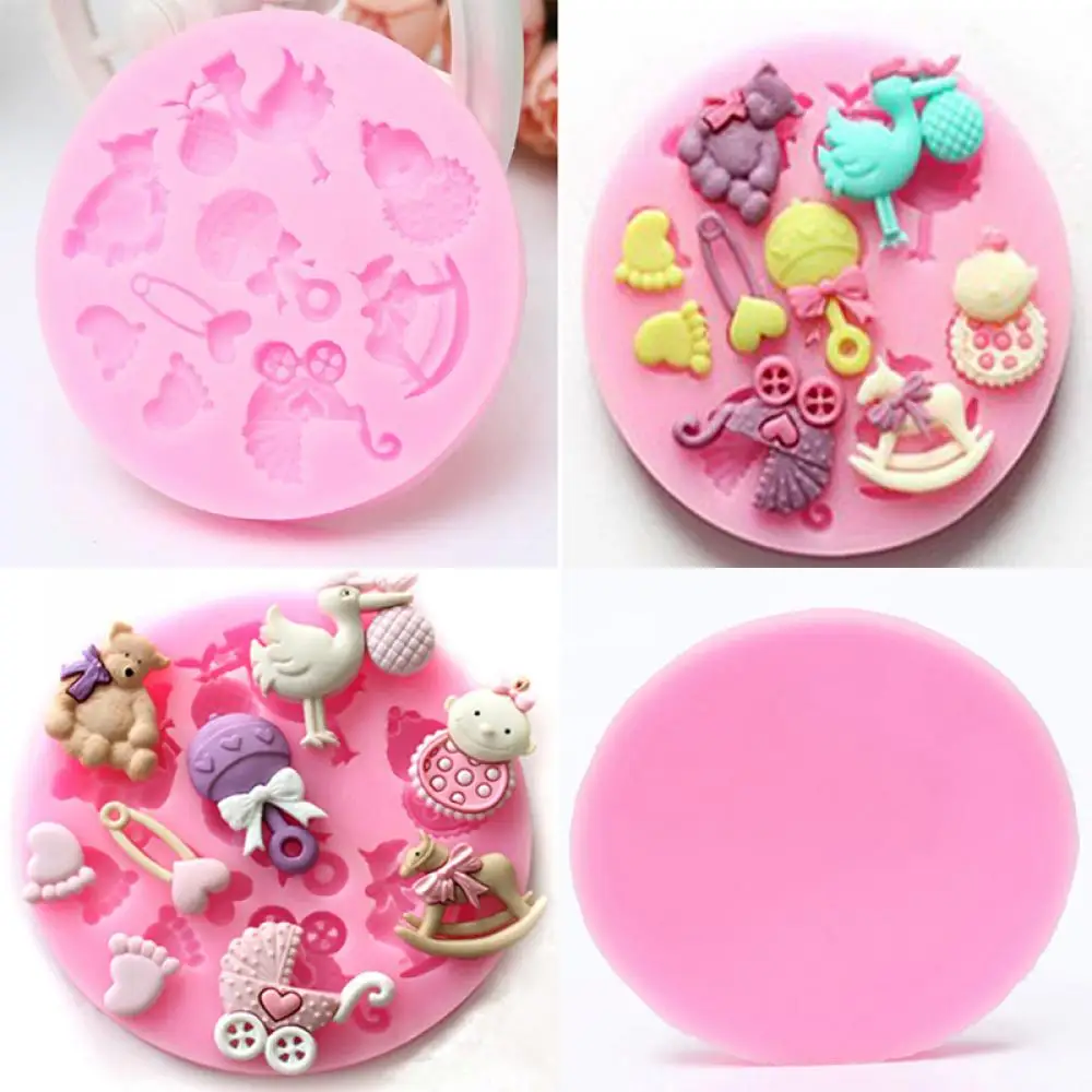 Baby Shower Party 3D Silicone Fondant Mold For Cake Decorating sugar craft Chocolate Moulds Tools DIY Gumpaste | Дом и сад