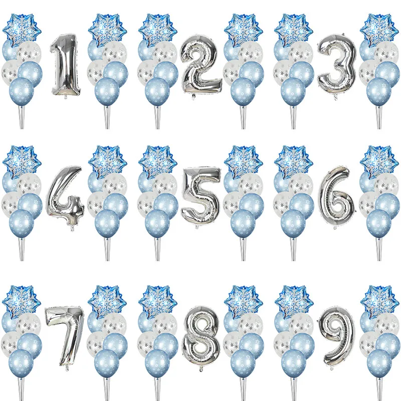

Birthday Party Snowflake Confetti Latex Balloon Winter Foil Balloon Baby Shower Kids Birthday Number Globos Christmas Decoration