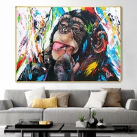 colorful graffiti cute monkey canvas painting art poster and prints art painting wall pictures for living room home decoracion