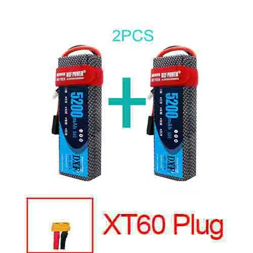 Аккумулятор DXF 7,4 V 22,2 V 6S 2S 5200mah 6000mAh 50C Burst 100C для радиоуправляемого автомобиля квадрокоптера вертолета самолета - Цвет: 2PCS5200HARDXT60