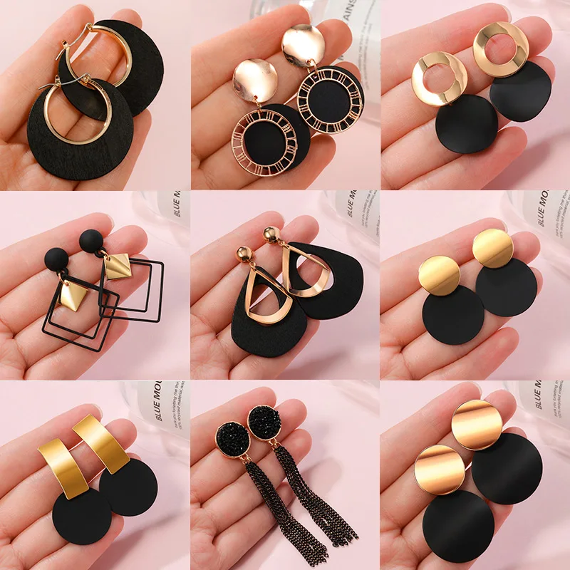 

New Korean Statement Earrings for women Black Cute Arcylic Geometric Dangle Drop Gold Earings Brincos 2021 Fashion Jewelry