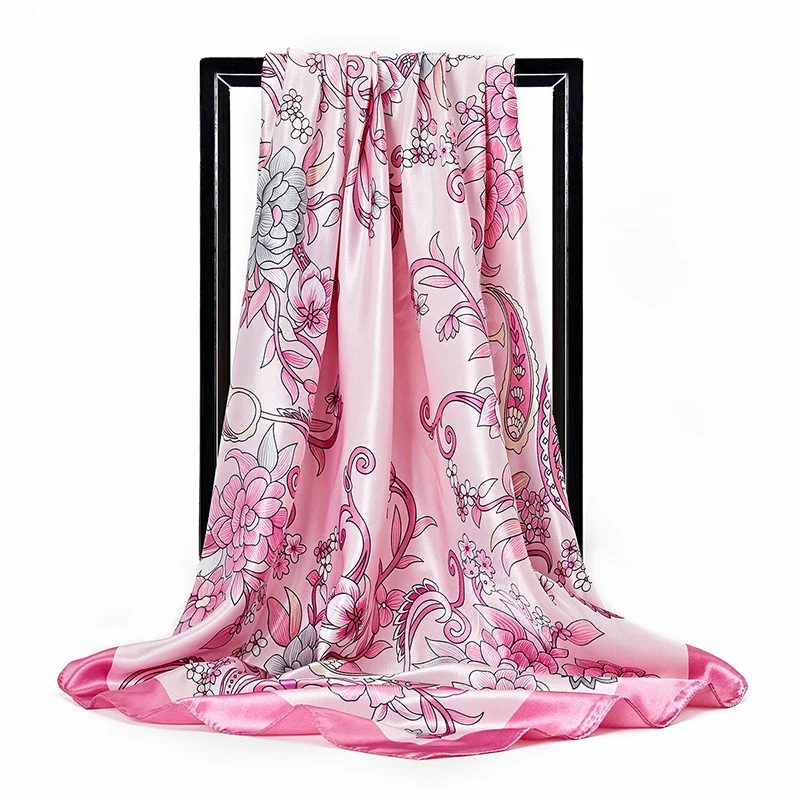 

Элегантный Для женщин шелковый шарф темперамент сменная накидка 90*90 см большой квадратный шарф на каждый день повседневная женская обувь с...