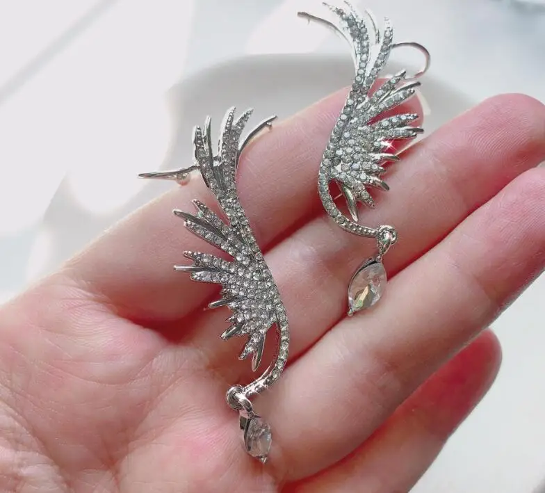 Роскошные женские серьги-клипсы со сверкающими кристаллами | Украшения и