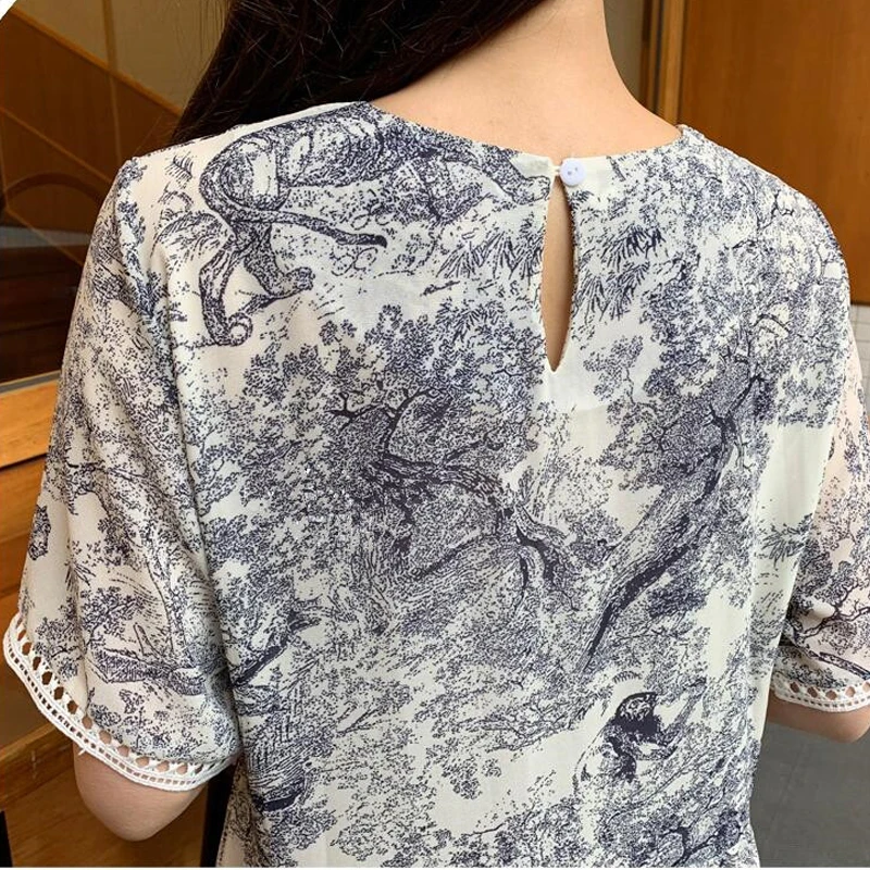 2020 летнее женское платье в европейском стиле с коротким рукавом шифоновое