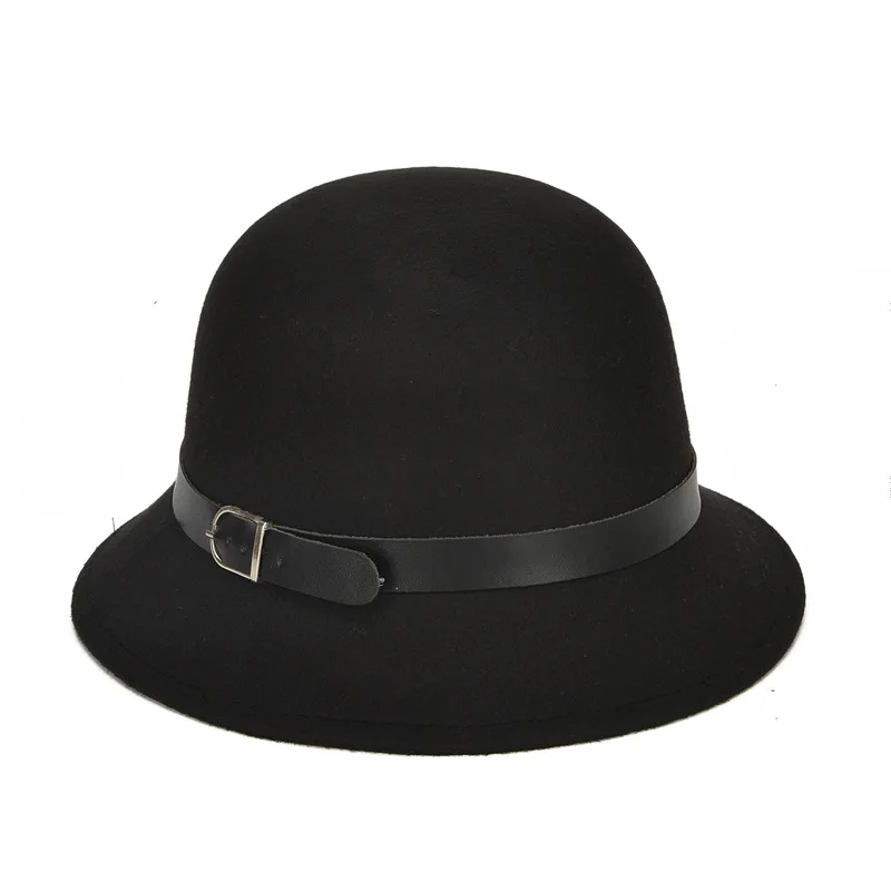 

Women Winter Wool Bucket Hat Vintage Cloche Bowler Hat with Bow Accent Winter Solid Color Warm Bucket Hats