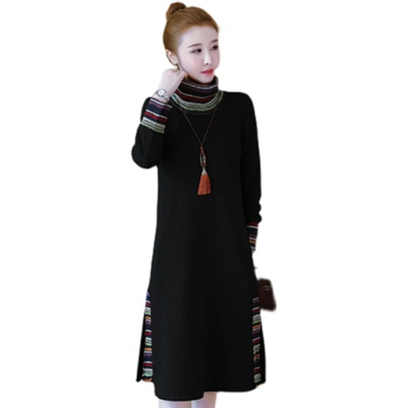 

Осенне-зимнее женское платье с высоким воротником, плотное Теплое повседневное платье-Ципао с длинным рукавом 2021, FC1786