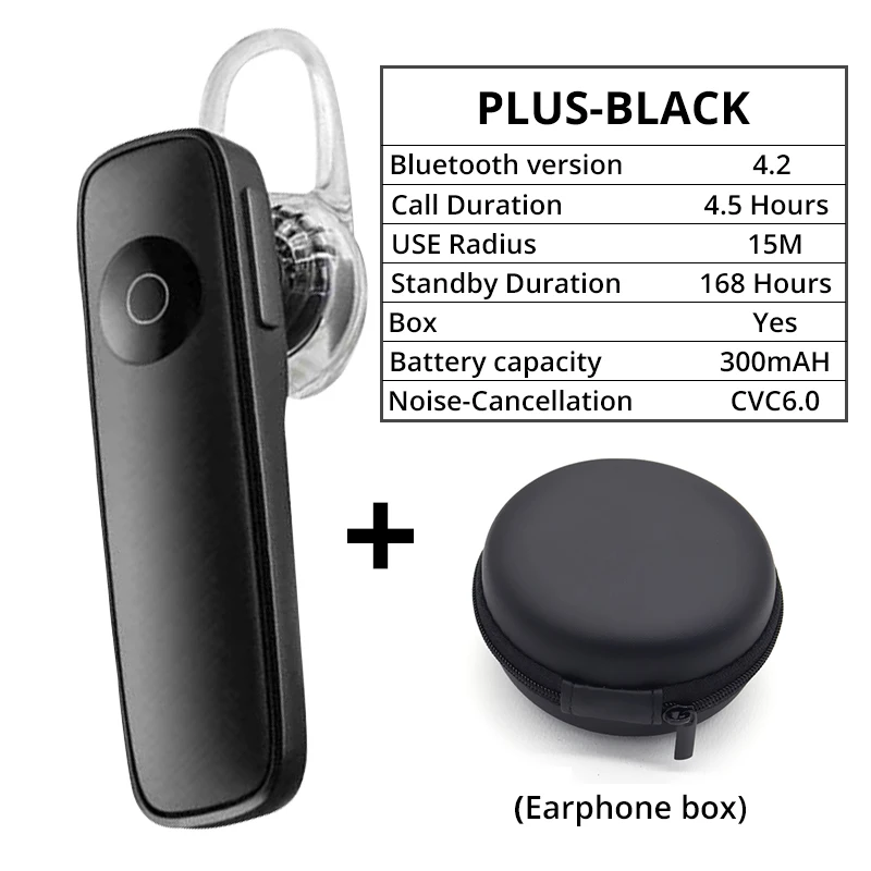 PLUS-Black Bluetooth наушники, беспроводные наушники, стерео наушники, спортивные наушники с микрофоном, гарнитура для телефона и музыки - Цвет: PLUS-Black