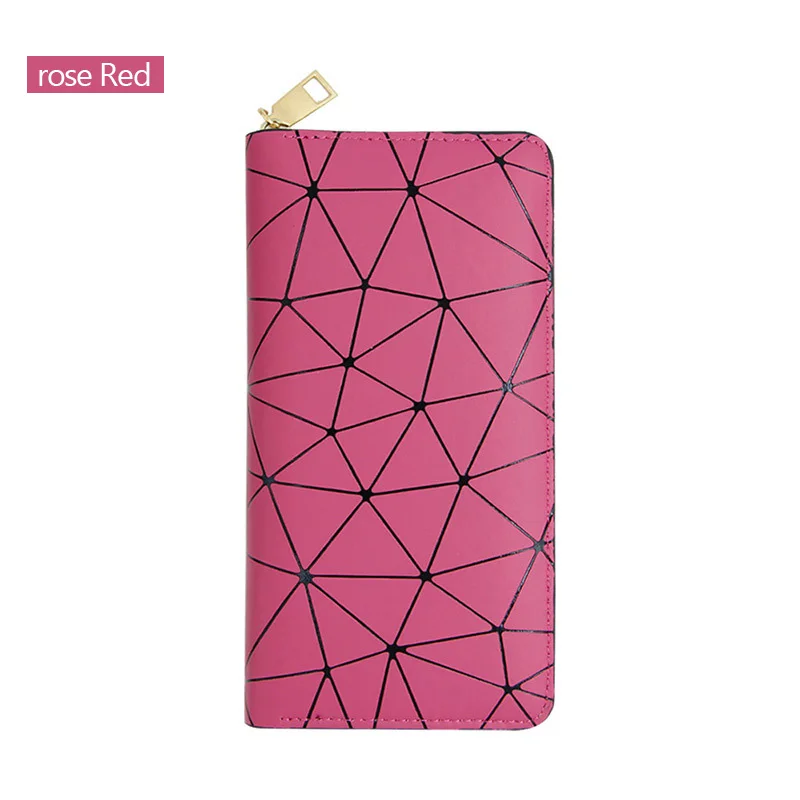 A7012rosered AIREEBAY голографический Женский кошелек на молнии Тонкий лазер женские кошельки серебро длинный клатч кошельки Геометрическая голограмма сумка для денег - Цвет: A7012rosered