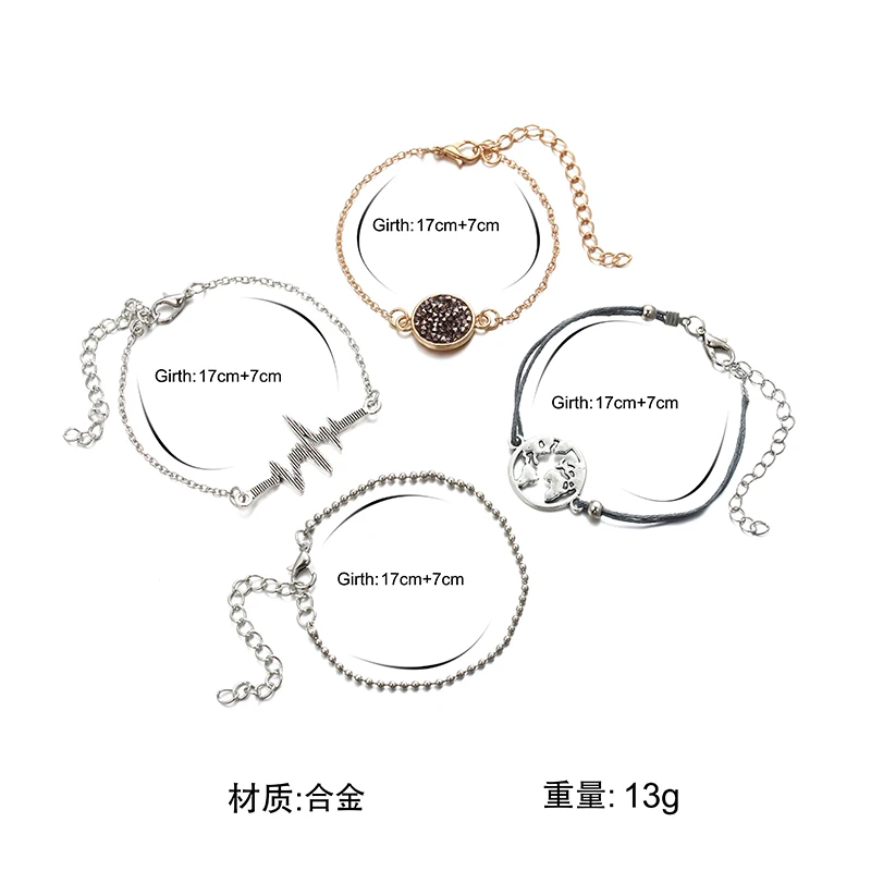 2021 Crystal Inlay Gold Chain Bracelet Earth Beaded Charm String Bracelets Jewelry Gifts For Women Accessories Wholesale | Украшения и