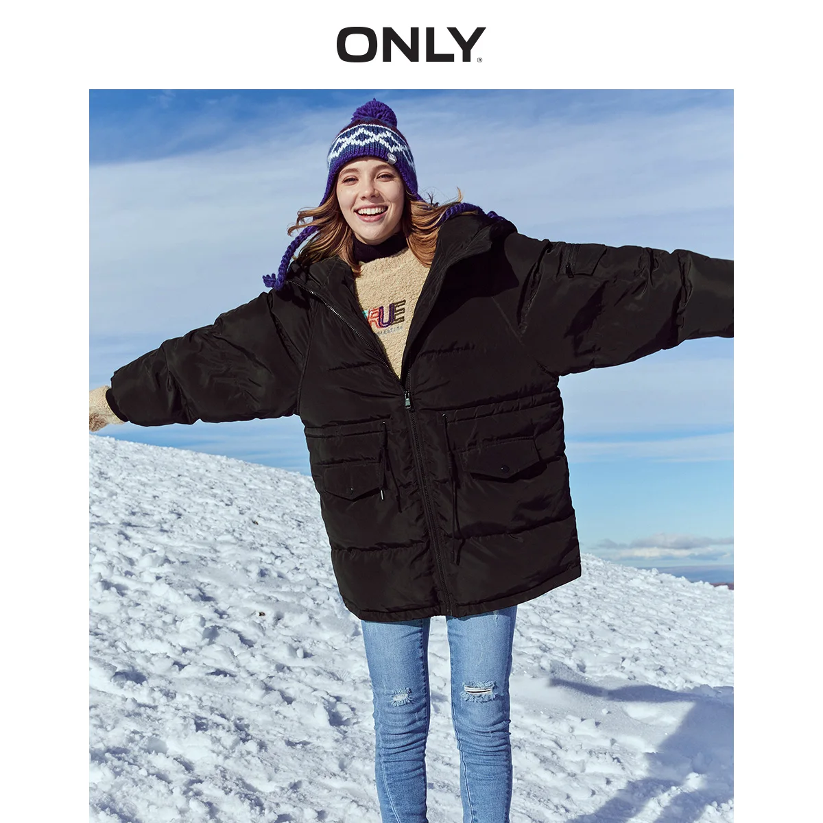 

ONLY Autumn Winter Women's Loose Fit Cotton Coat | 119322510