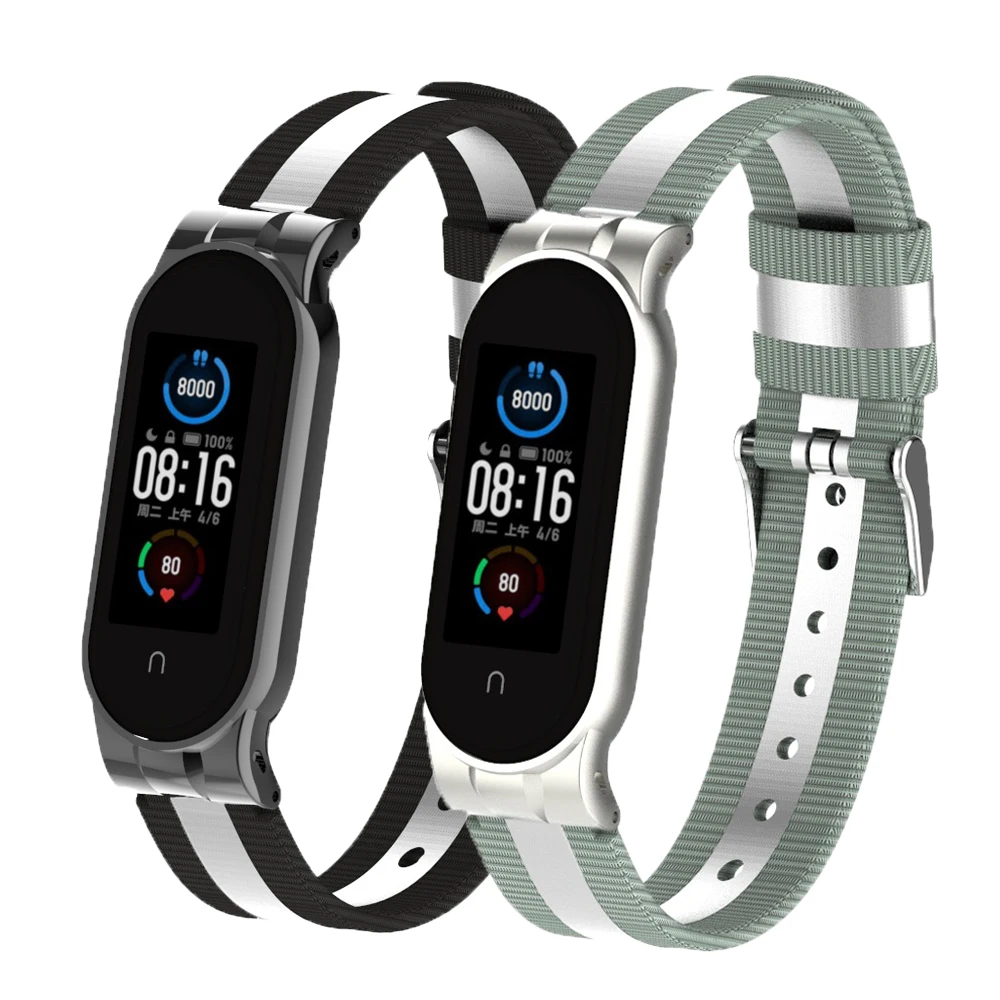 

Нейлоновый ремешок для часов для Mi Band 5, Xiaomi Mi Band 6, браслет для часов, ремешок для Mi band 4, дышащий браслет, ремешок для мужчин и женщин