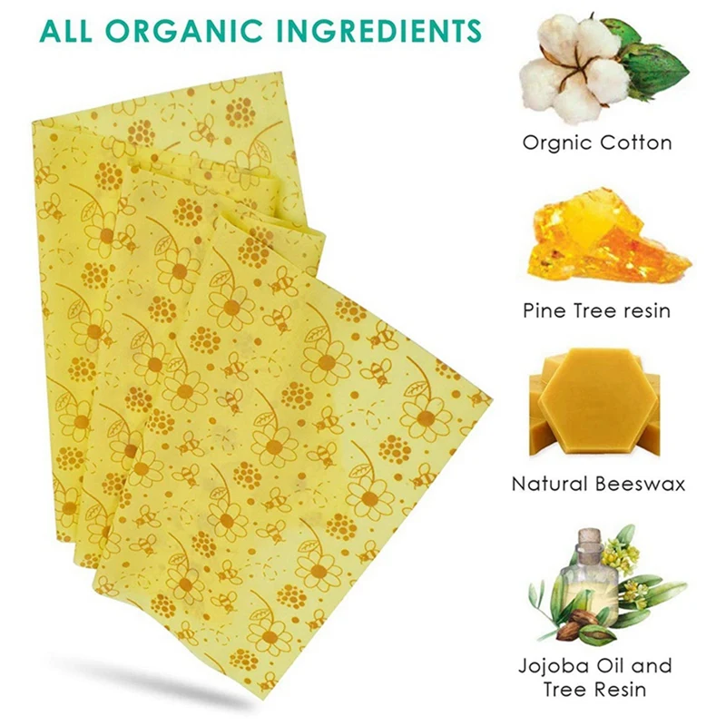 

Beeswax Food Wrap Roll Reusable Bee's Wrap with 6-Pack Premium Non-Slip Silicone Kitchen Table Mat