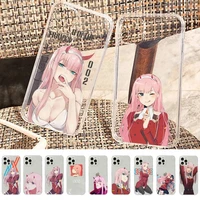 zero two darling in the franxx phone case for iphone 13 11 12 pro xs max 8 7 6 6s plus x 5s se 2020 xr case