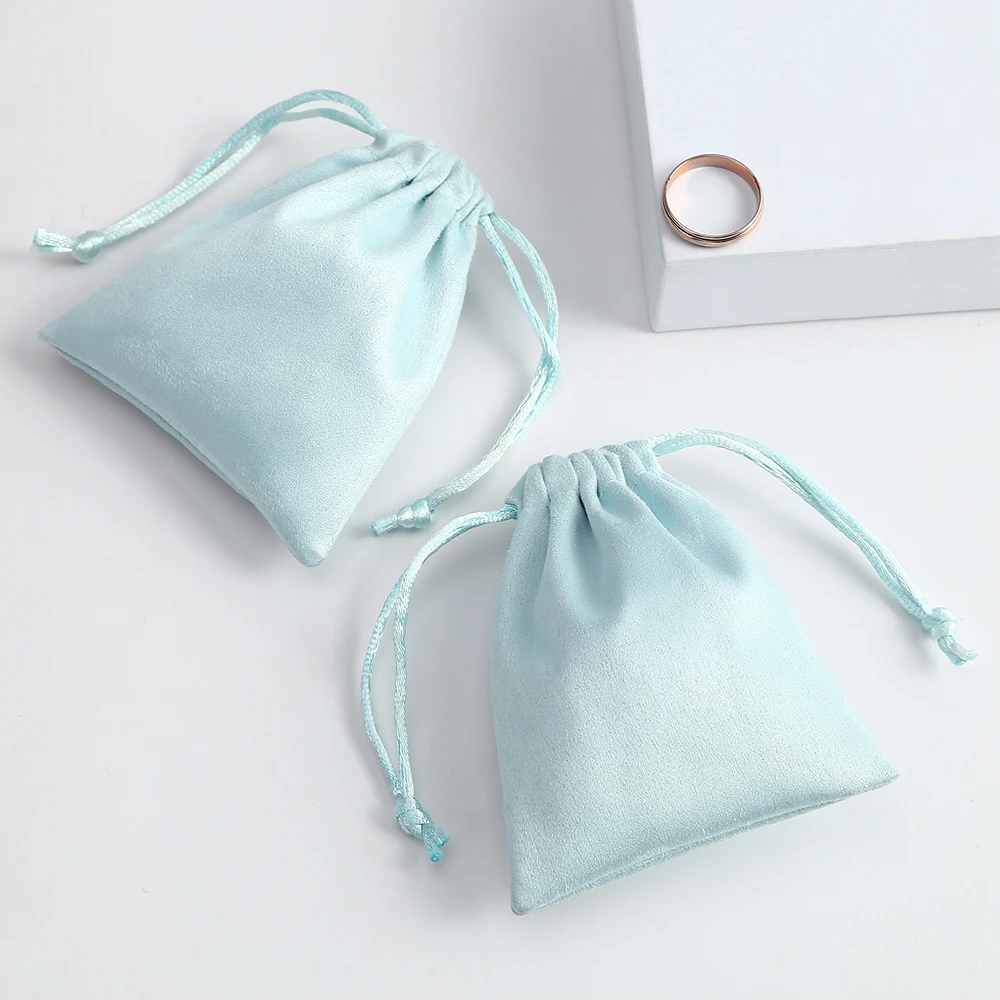 50pcs Flannel Drawstring Jewelry Bag Packaging Gift Bag Small Ring Necklace Earring  Display Wedding Candy Pouch Can Custom Logo