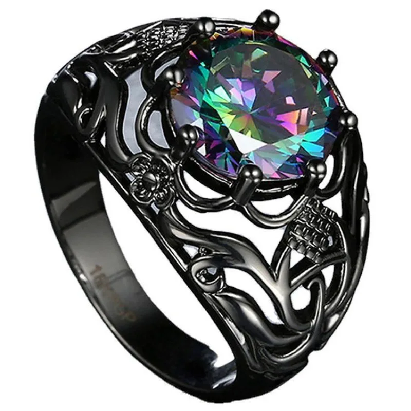 Мужское Винтажное кольцо с черным цветком в стиле минимализма | Украшения и