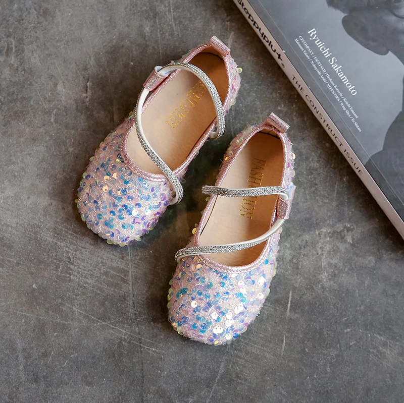 

Autumn Girls Shoes Rhinestone Sequin Princess Shoes Kids Children Soft-soled Comfortable Student Fashion Performance Shoes