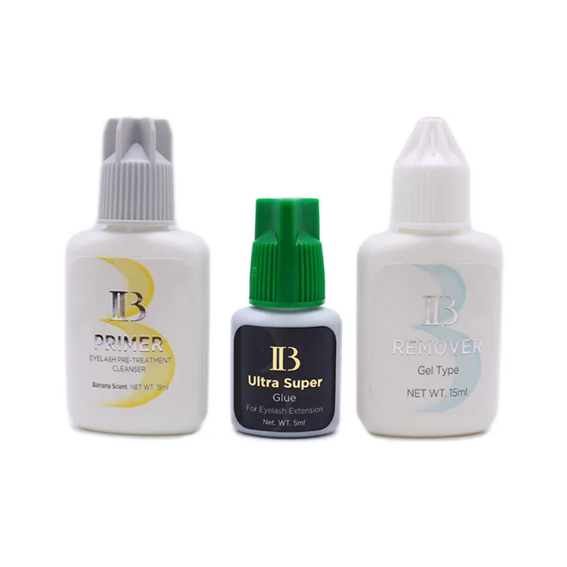 

3 Bottles Origianl Korea IB Glue Ultra Super Glue Lash Primer Lash Remover Set For Eyelash Extension Fastest Atrongest Wholesale