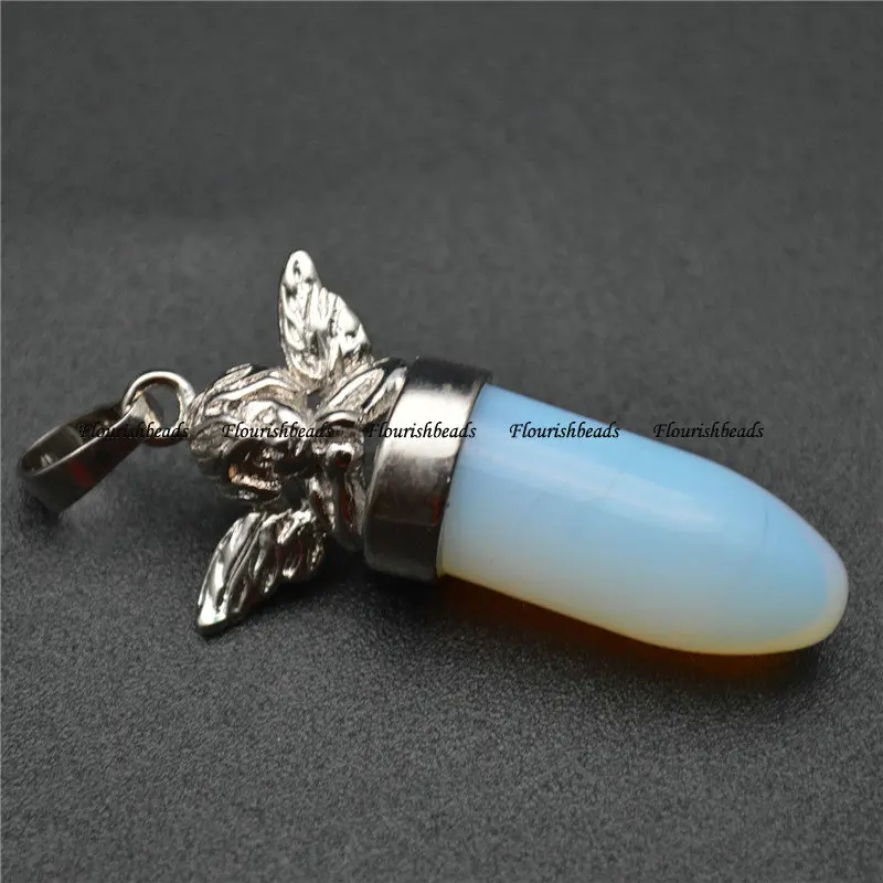 

Natural Stone Bullet Shape Angle At The Top Pendant Fit Necklace Jewelry Making 10pc Per Lot