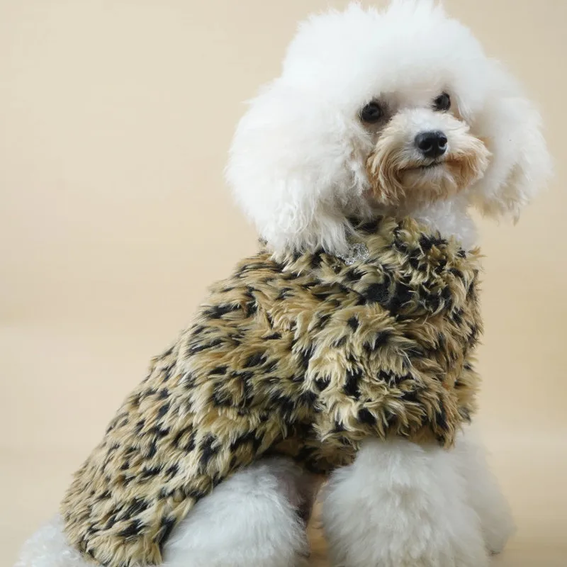 

Cute Winter Dog Clothes for Small Dogs Chihuahua Jacket Leopard Korea Style Pomeranian Coat Warm Dogs Pets Clothing