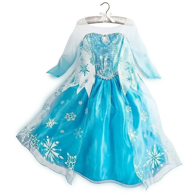 Elsa Dress 03 MUABABY девушки Эльза Анна принцесса одеваются детей цветочные сказки Золушка косплей костюм Снежной королевы Эльза платье для девушки - Цвет: Elsa Dress 03