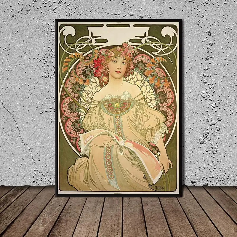 

Fashion Wall Art Poster and Prints Alphonse Mucha Art Poster Canvas Painting Modern Pop Living Room Decoration Wall Paintings