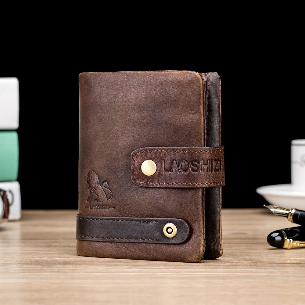 

Men's Genuine Leather Wallet RFID Vintage Short Coin Purse Women Purses Large Clutch Fashion Business wallet with card holders