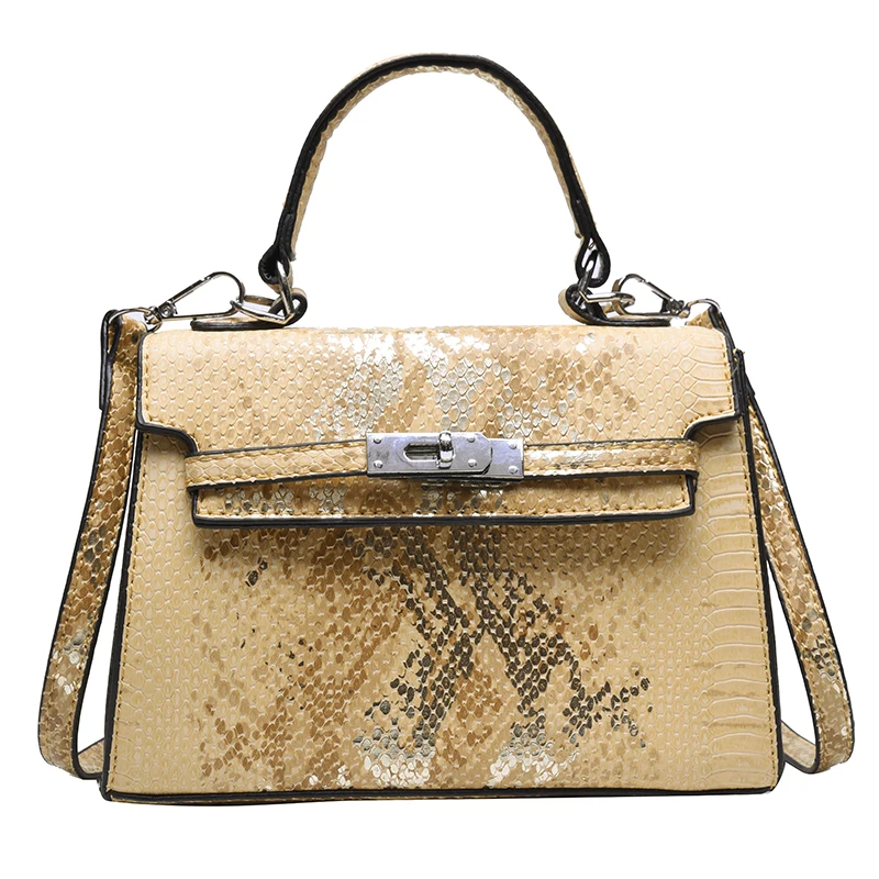 

2021 new Snake pattern portable bag European and American fashion slung one shoulder women's bag beautiful versatile flip bag