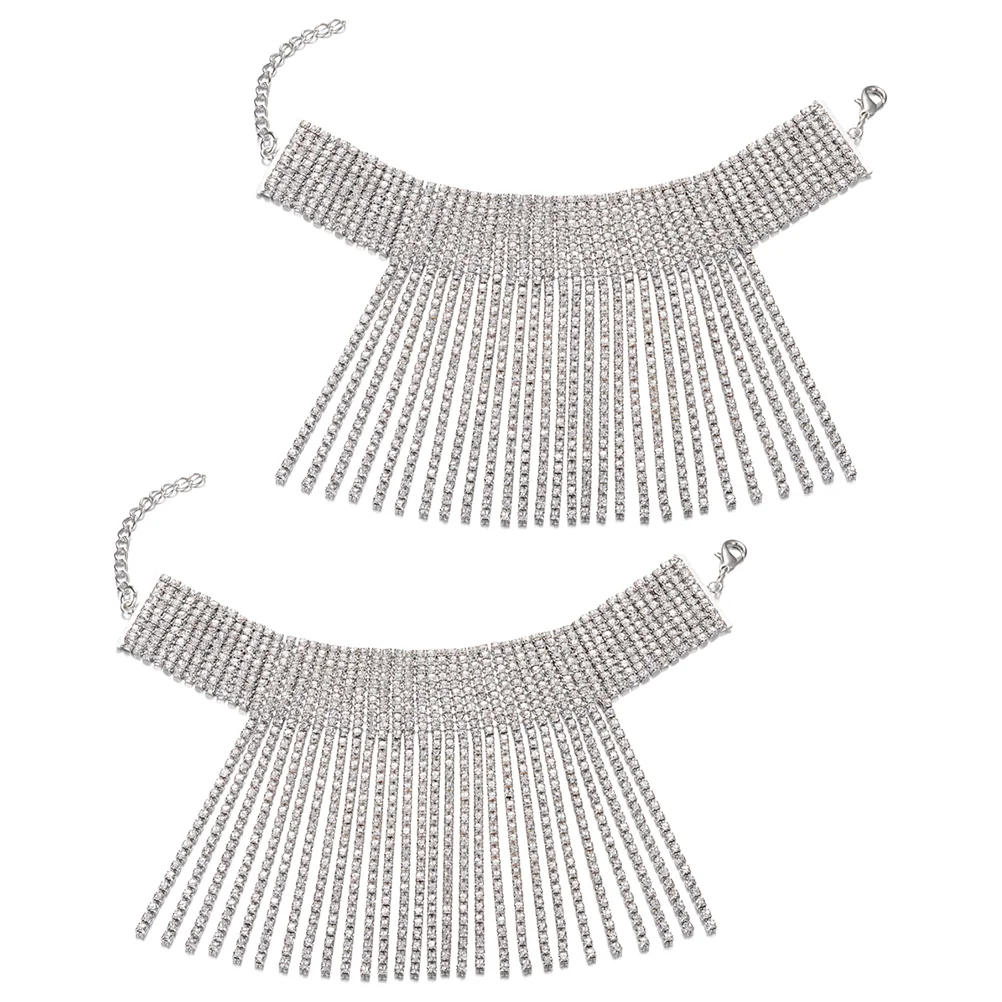 

Браслет на ногу Стразы с кисточками, регулируемый браслет на ногу, свадебный подарок, 2 шт.