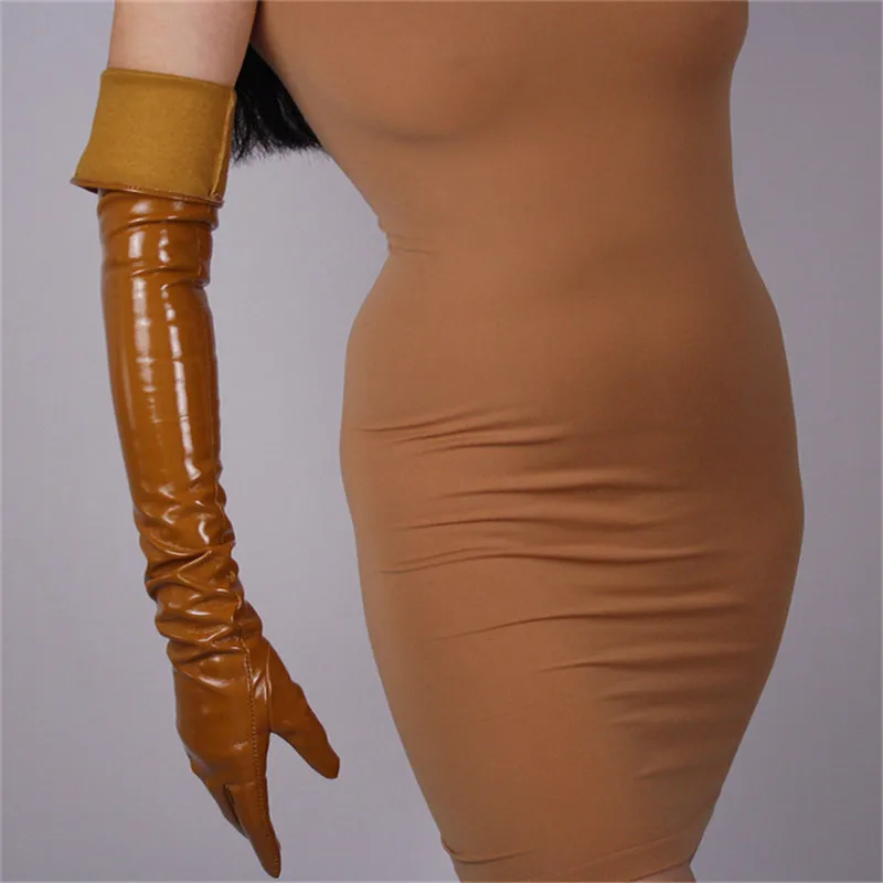 Перчатки из лакированной кожи 70 см|Женские перчатки| |