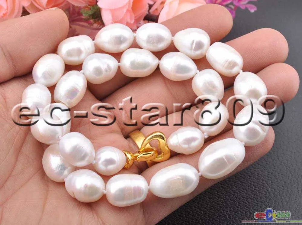 

P5526 P5539 Huge 17"-24" 18mm RICE WHITE Freshwater cultured PEARL NECKLACE