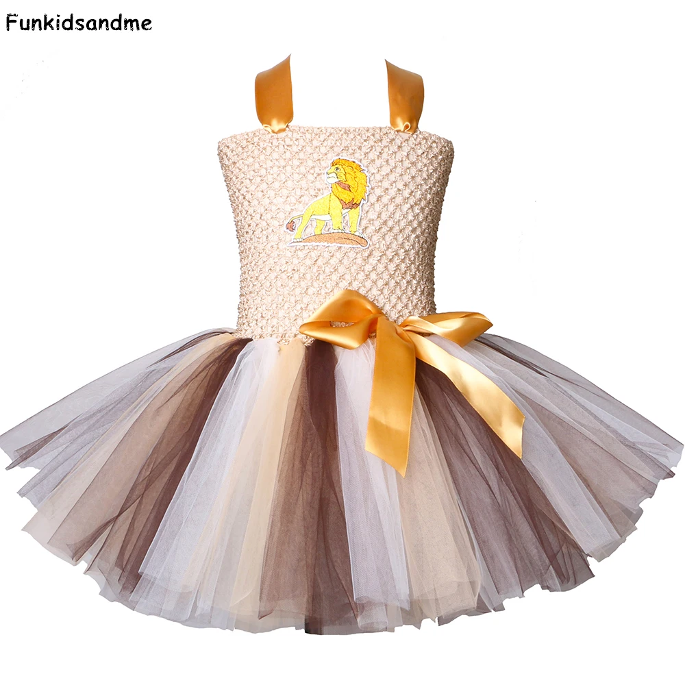 Lion King Tutu Dress Children Cartoon Animal Cosplay Costume Kids Halloween Carnival Christmas Party Dresses for Girls 2-12 | Детская