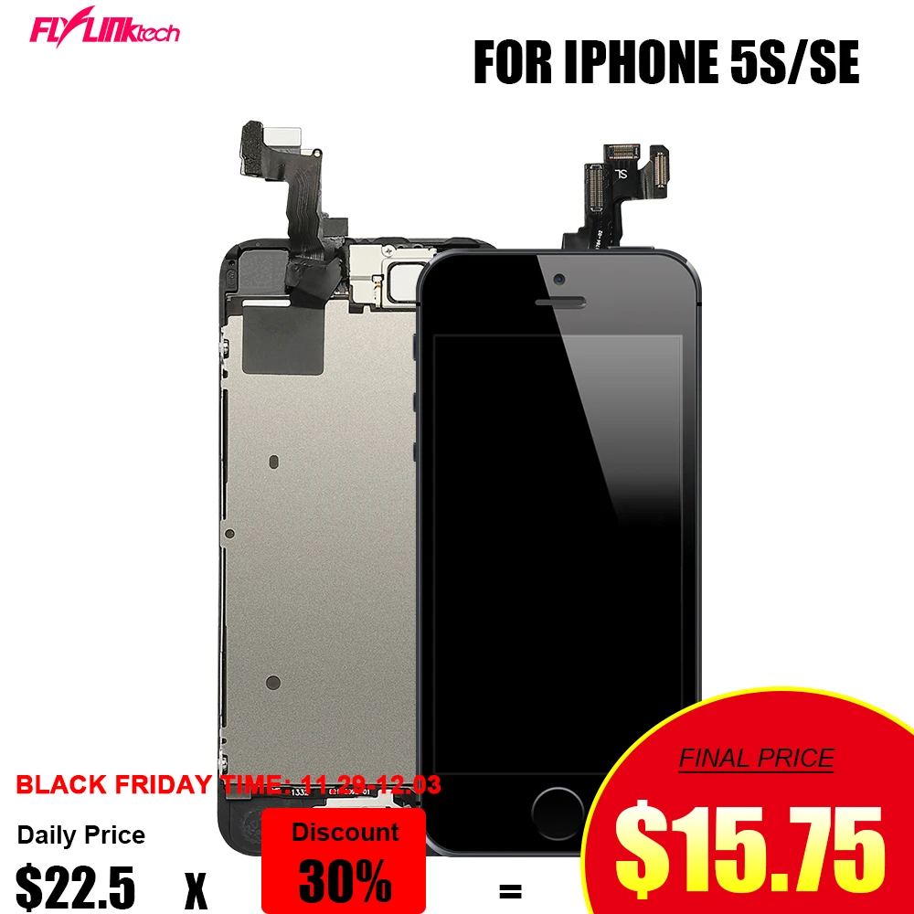 Flylinktech AAA + сменный Дисплей для iphone 5S ЖК дисплей сенсорный экран дигитайзер полная