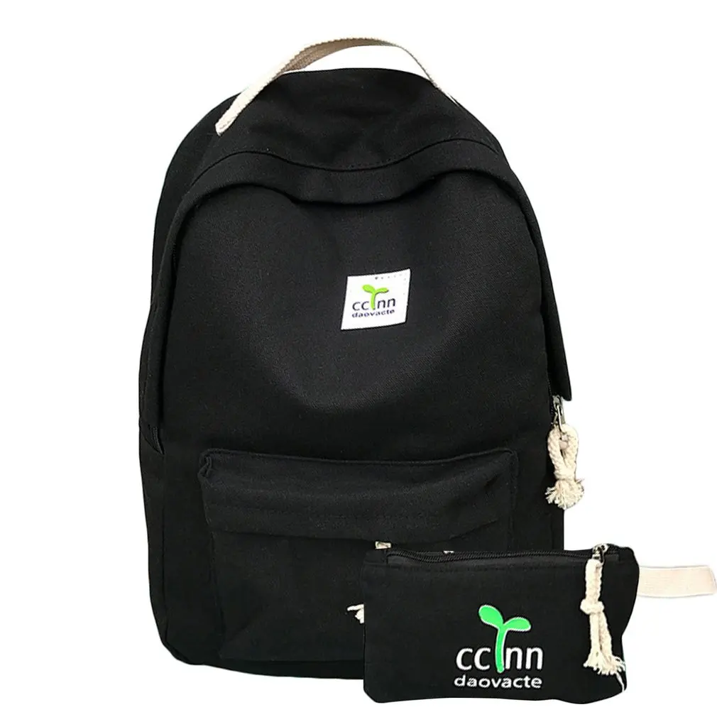 Newest 2020 Women Backpack 2 pcs/set Solid Casual Canvas Backpacks For Adolescent Girls Rucksack ZX283701 |